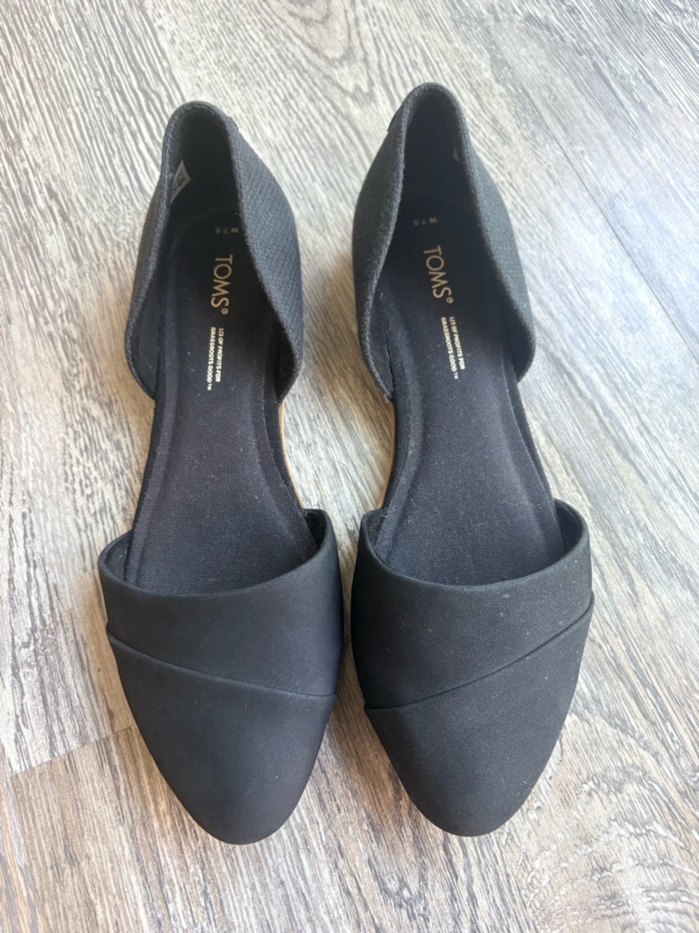 TOMS Black Pointed D'Orsay Flats